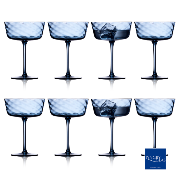 Lyngby Glas Vienna Champagneskål, 8 stk. - valgfri farve Blå 31730 + 31730