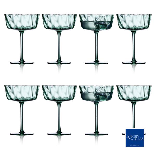 Lyngby Glas Vienna Champagneskål, 8 stk. - valgfri farve Grøn 31731 + 31731