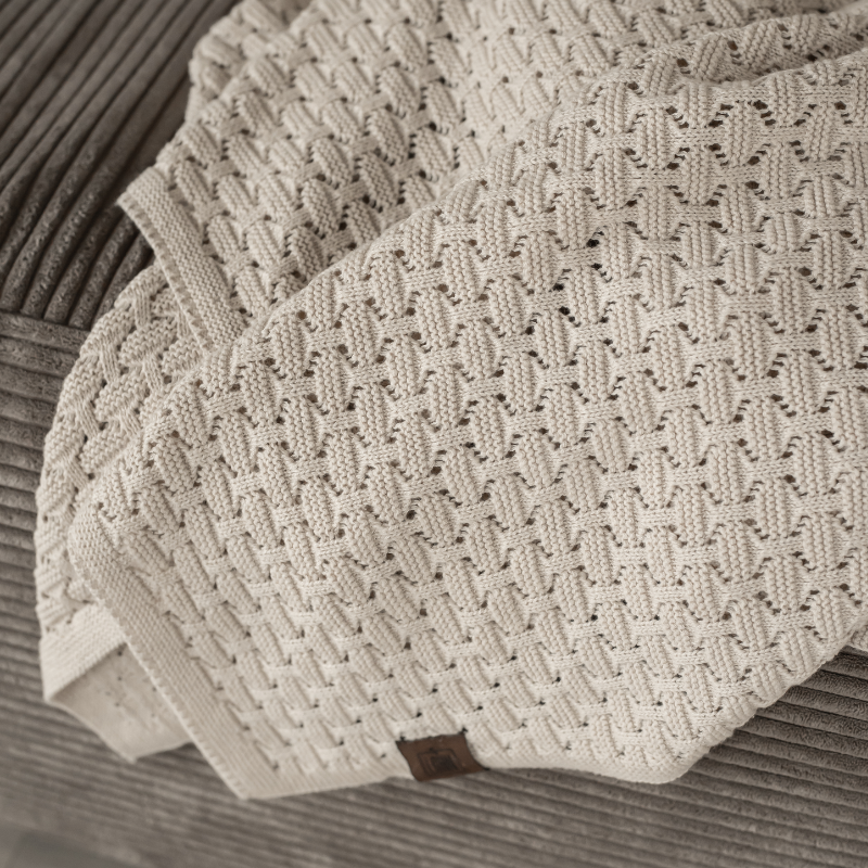 By Lohn Strikket plaid - valgfri farver Beige Melange  Square- 2016