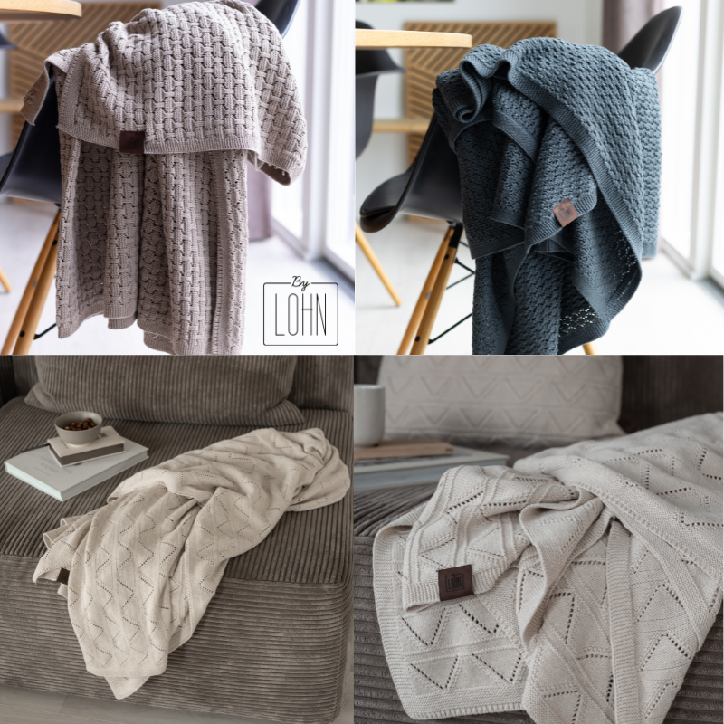 By Lohn Strikket plaid - valgfri farver