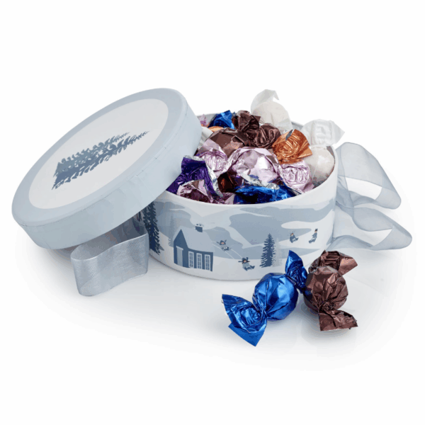 Hatteæske Blue Winter - Mixede Chokoladekugler