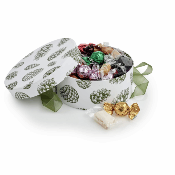 Hatteæske Grøn Kogle, Stor - Julemix 600 g.