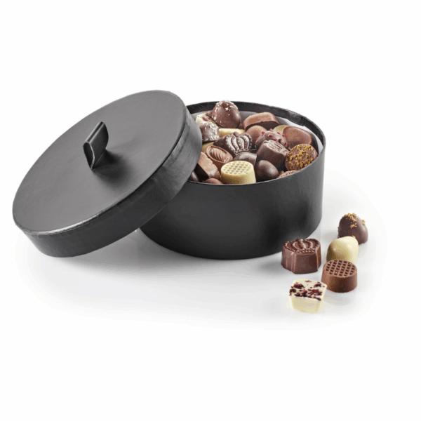Hatteæske Sort m/Hank, Stor - Luksuschokolade 1000 g.