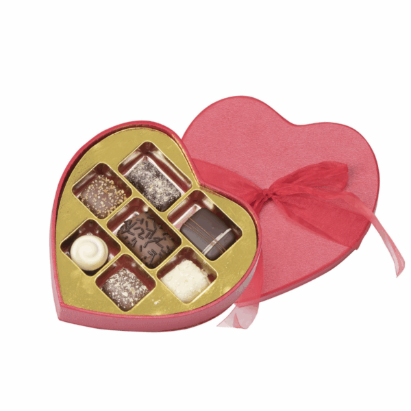 Hjerte Hatteæske m. 14 stk. Luksus Chokolade - 180 g.