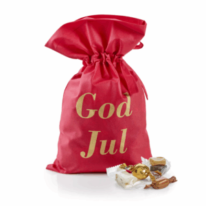 Rød stof pose med 1000 g. Julemix