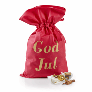 Rød stof pose med 2900 g. Julemix
