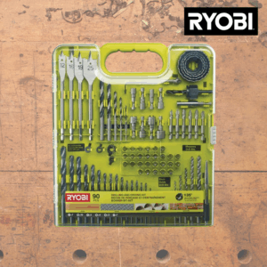 Bor og Bitsæt med 90 dele - Ryobi